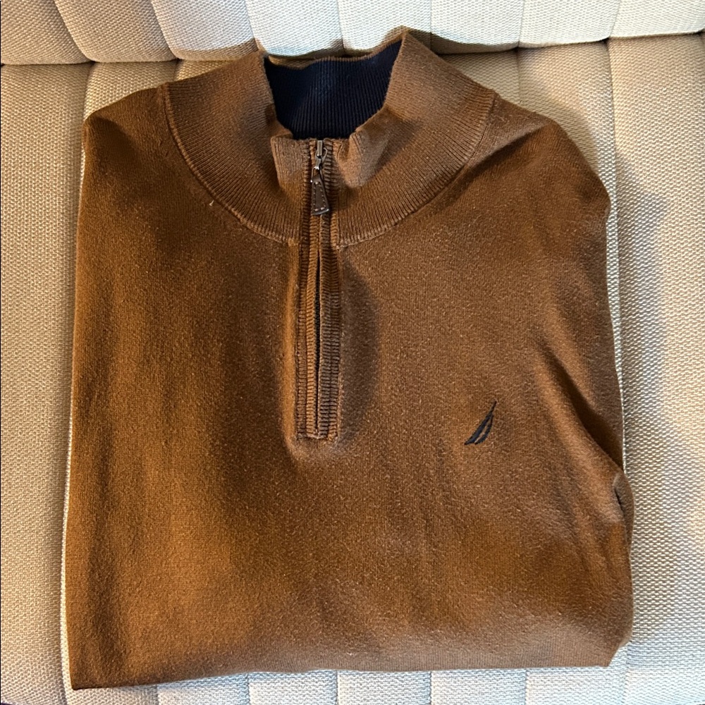 Nautica Men's Brown Zip-Up Sweater